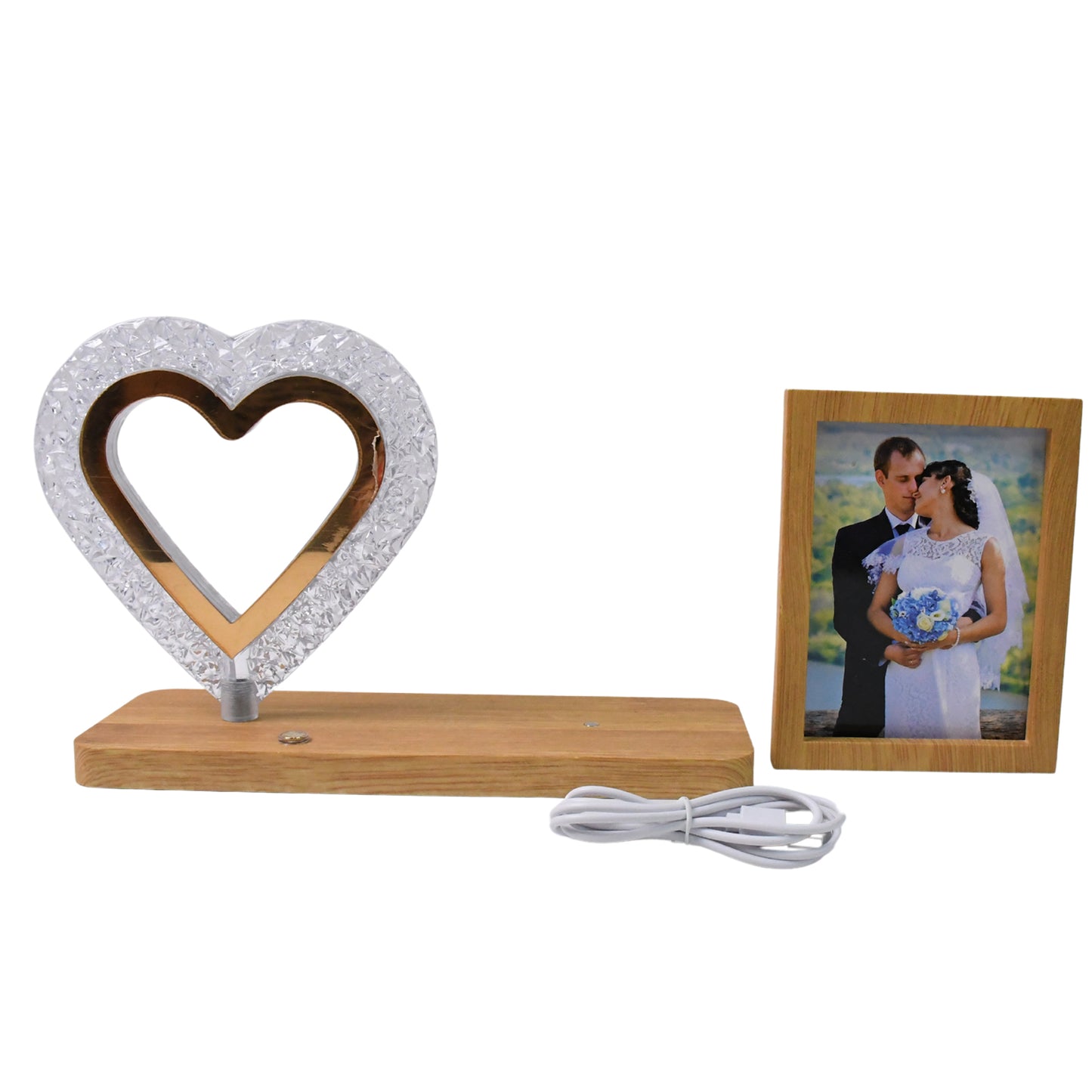 Heart Shape Crystal Led Lamp Photo Frame