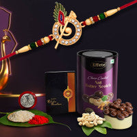 Designer Krishna Rakhi Gift Combo With Nut Butterscotch Tilak Set Coin  Greeting Card