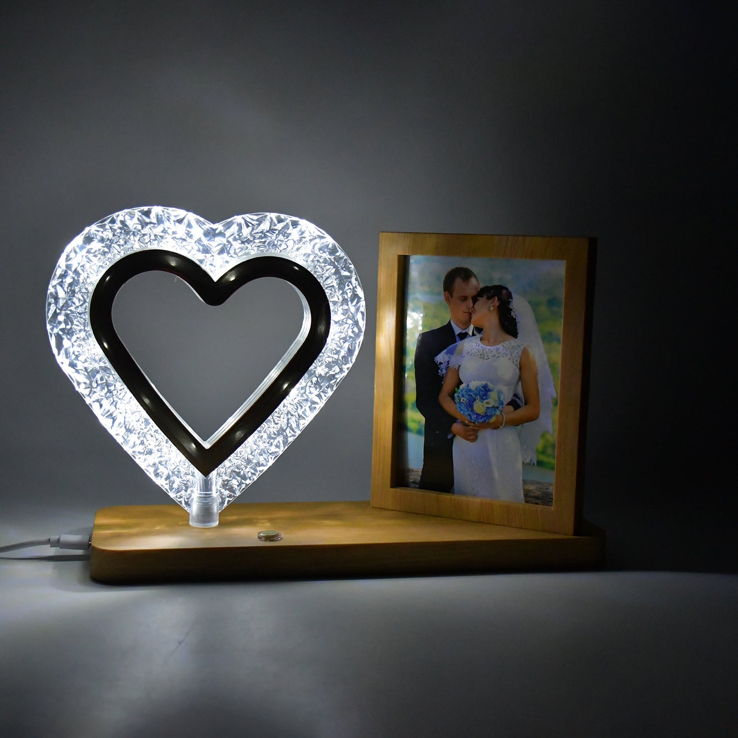 Heart Shape Crystal Led Lamp Photo Frame