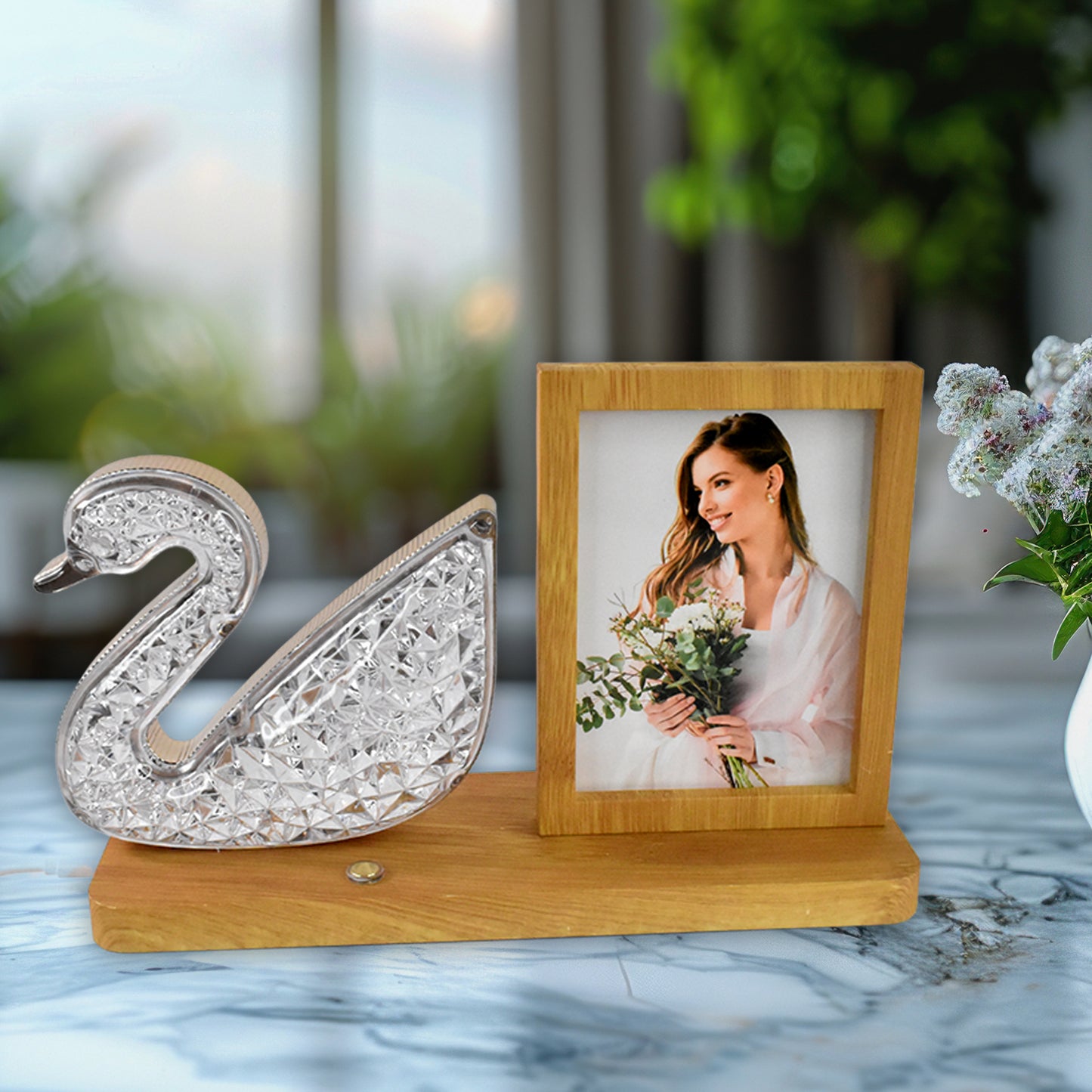 Duck Shape Crystal Led Lamp Photo Frame
