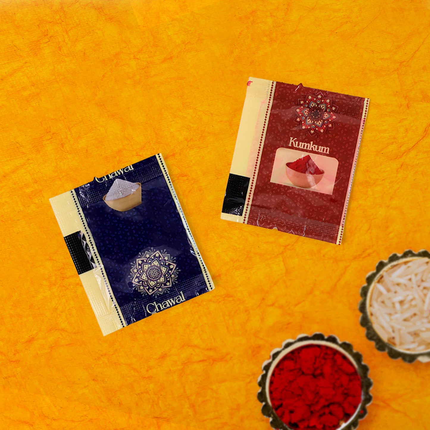 Raksha Bandhan Gift Set Roli Chawal With Greeting Card  Silver-coated Coin